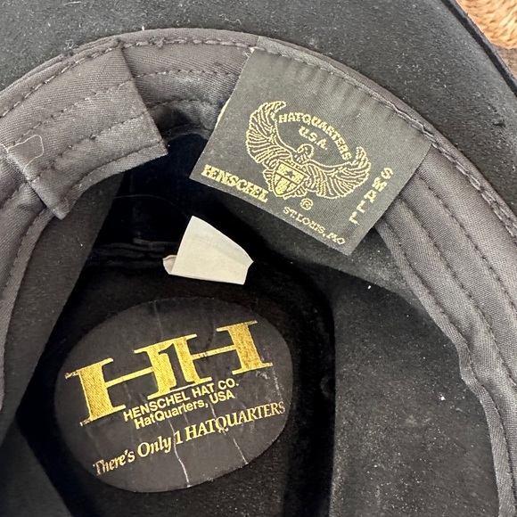 Henschel Hat Company Classic Austrailian Black Leather Western/Pirate/Boho Hat - Picture 7 of 7